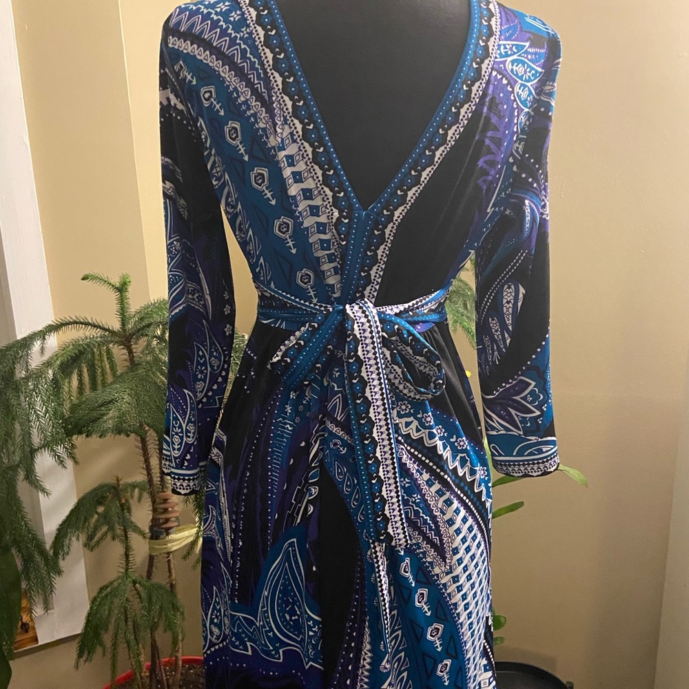 New York & Company Blue and Black Midi Dress - Picture 7 of 16